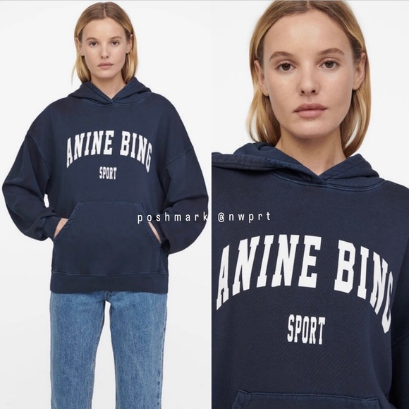 anine bing harvey sweatshirt navy